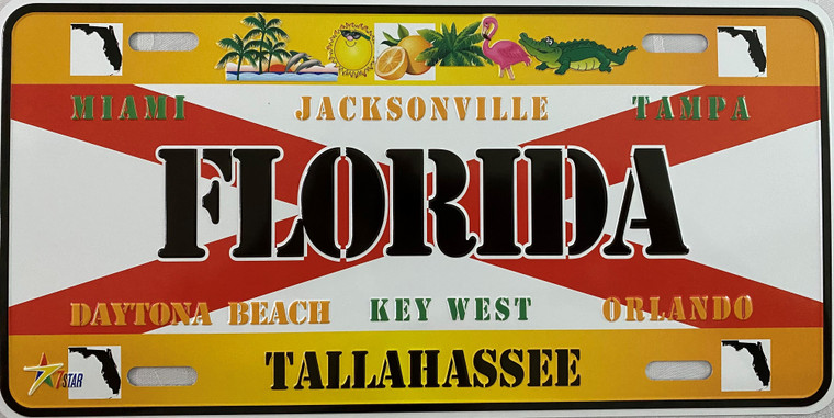 License Plate 'Florida' 6" x 12" High Quality Emboss Metal Plate
