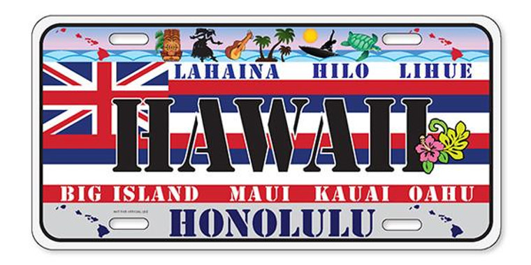 License Plate 'Hawaii' 6" x 12" High Quality Emboss Metal Plate