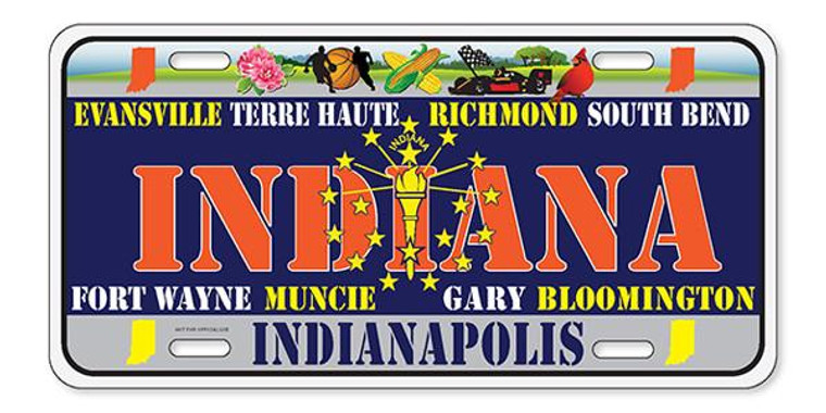 License Plate 'Indiana' 6" x 12" High Quality Emboss Metal Plate