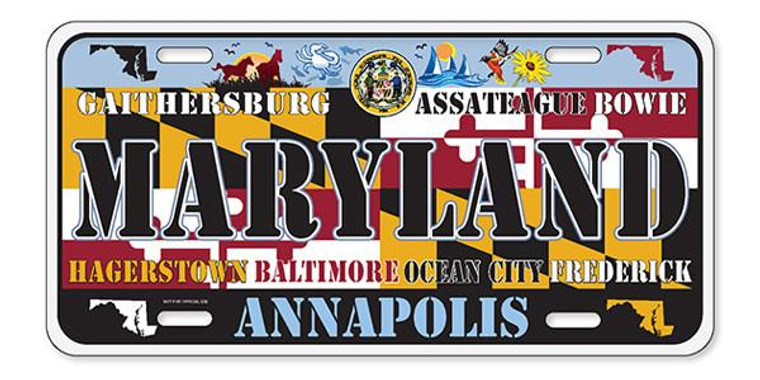 License Plate 'Maryland' 6" x 12" High Quality Emboss Metal Plate