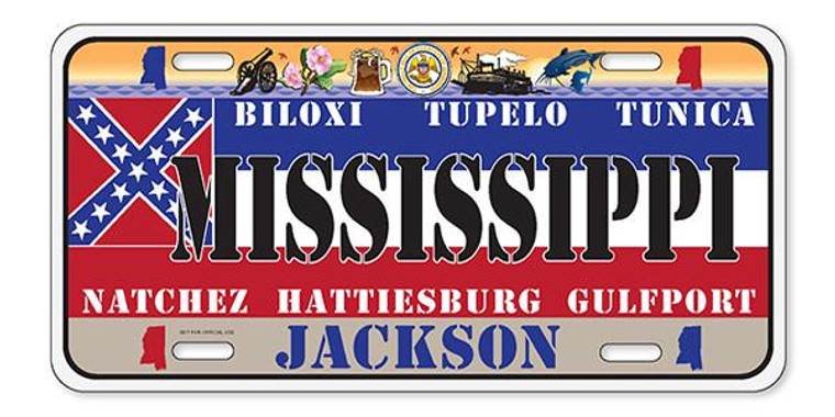 License Plate 'Mississippi' 6" x 12" High Quality Emboss Metal Plate