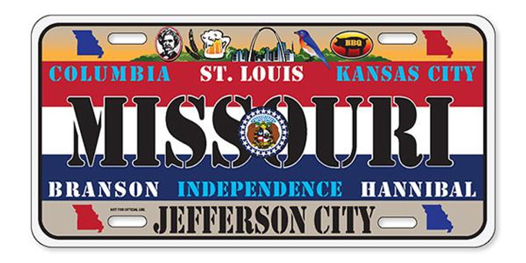 License Plate 'Missouri' 6" x 12" High Quality Emboss Metal Plate