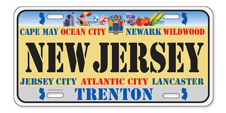 License Plate 'New Jersey' 6" x 12" High Quality Emboss Metal Plate