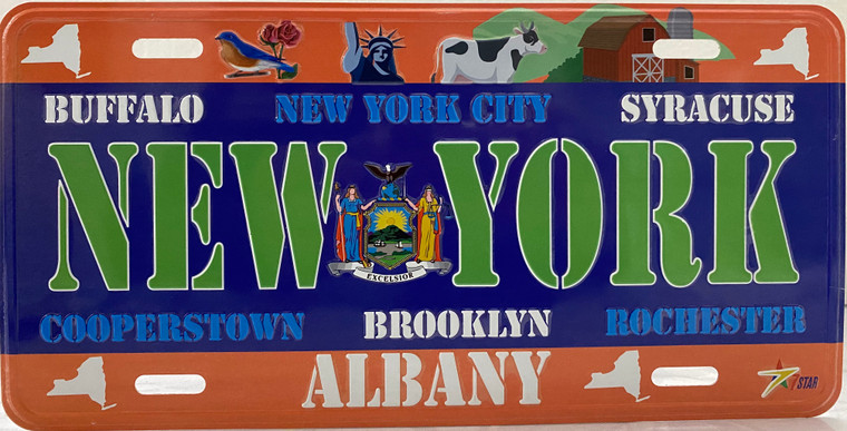 License Plate 'New York' 6" x 12" High Quality Emboss Metal Plate