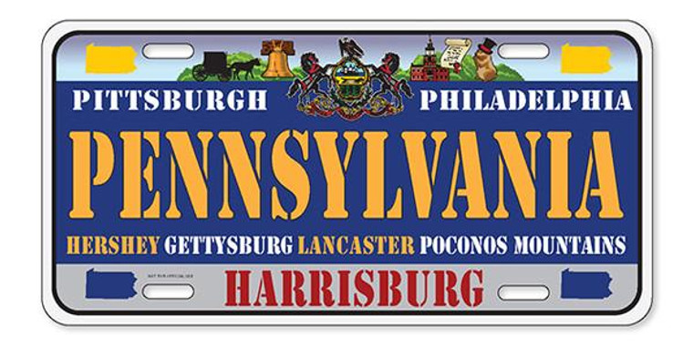 License Plate 'Pennsylvania' 6" x 12" High Quality Emboss Metal Plate