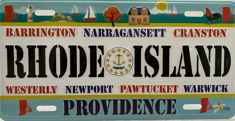 License Plate 'Rhode Island' 6" x 12" High Quality Emboss Metal Plate