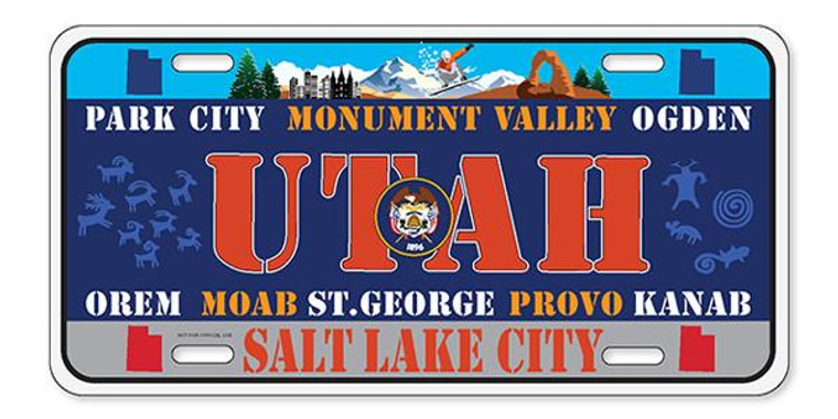 License Plate 'Utah' 6" x 12" High Quality Emboss Metal Plate