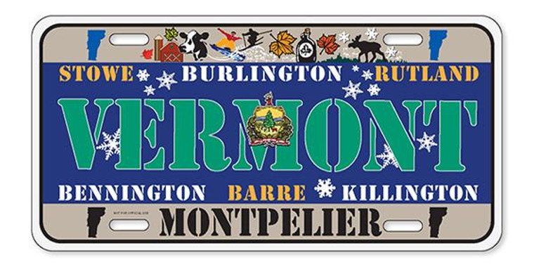 License Plate 'Vermont' 6" x 12" High Quality Emboss Metal Plate