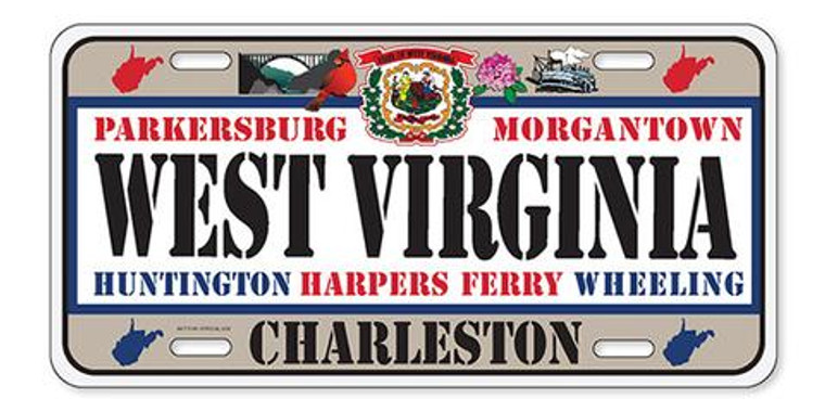 License Plate 'West Virginia' 6" x 12" High Quality Emboss Metal Plate