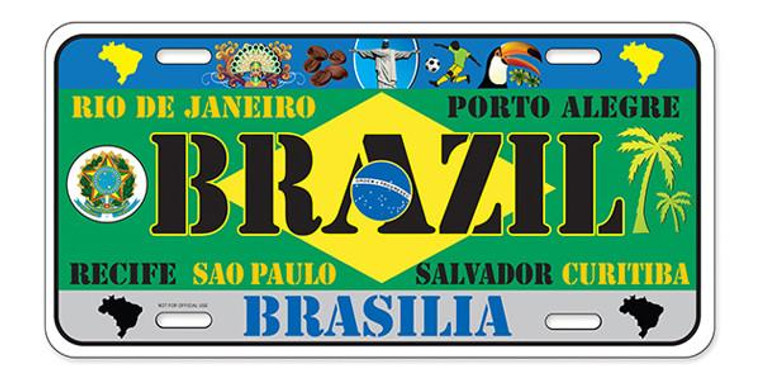 License Plate 'Brazil' 6" x 12" High Quality Emboss Metal Plate