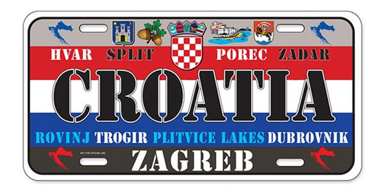 License Plate 'Croatia' 6" x 12" High Quality Emboss Metal Plate