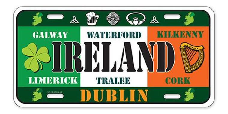 License Plate 'Ireland' 6" x 12" High Quality Emboss Metal Plate