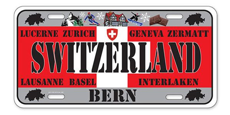 License Plate 'Switzerland' 6" x 12" High Quality Emboss Metal Plate