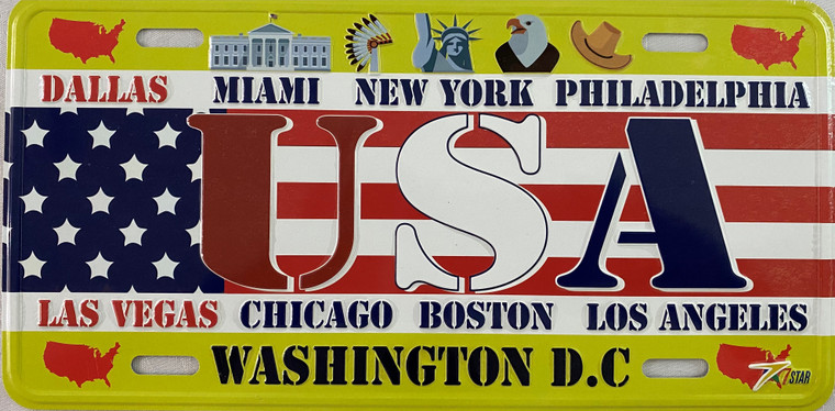 License Plate 'USA' 6" x 12" High Quality Emboss Metal Plate