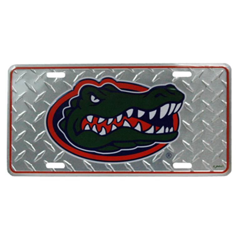 Florida Gators - U - FL Car Metal Tag Diamond Plate