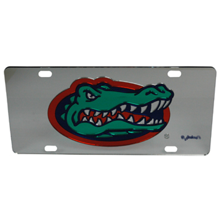 Florida Gators - U - FL Car Acrylic Tag Mirrored Gator Head Silver