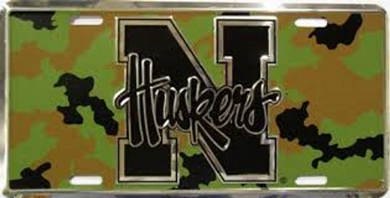 Nebraska Huskers Metal Camouflage Car Plate 12" x 6"