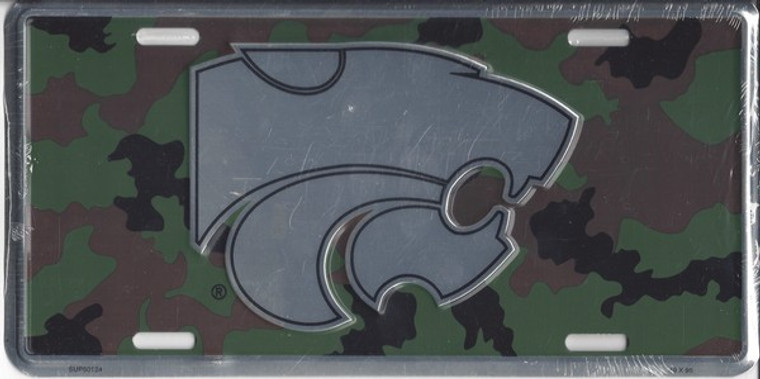 Kansas State Wildcats Metal Camouflage Car Plate 12" x 6"