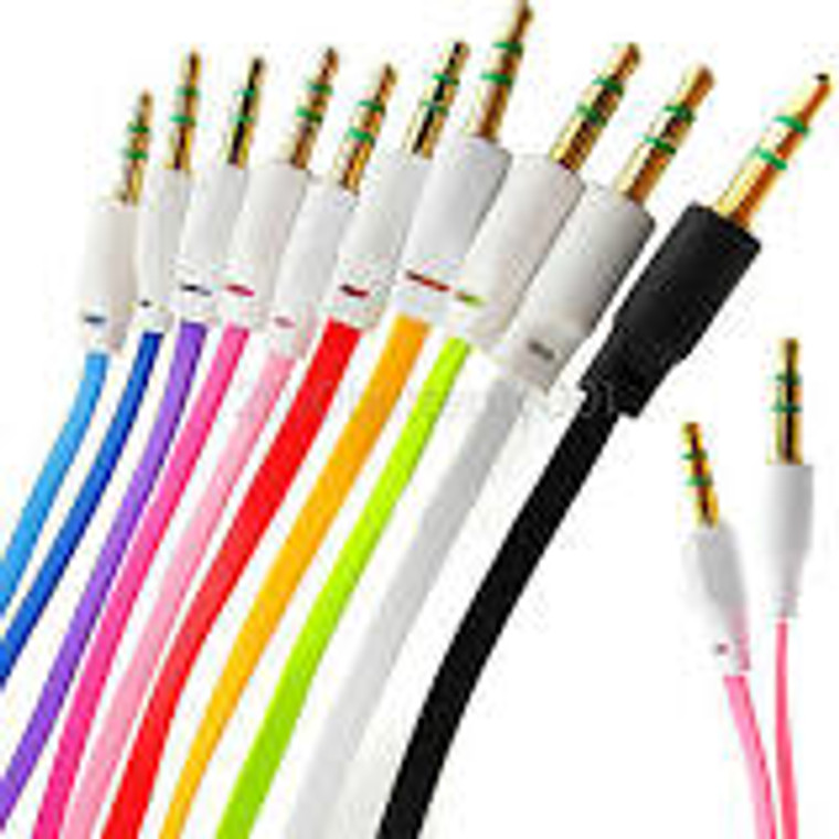 Car Auxiliary Cable audio 3.5 mm to 3.5 mm Colorful flat type Cable Extended Audio Auxiliary Cable Good Quality