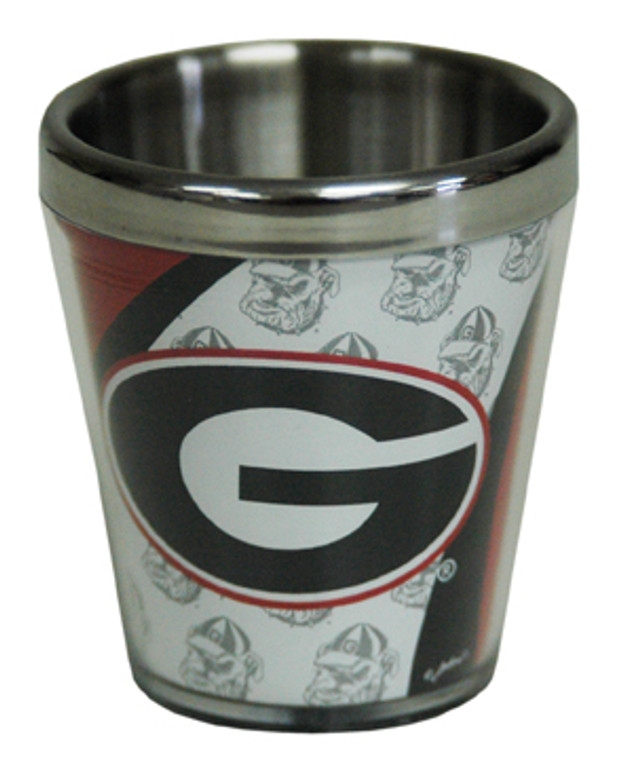 Georgia Bulldog Acrylic Vortex (Stainless Steel) - Shot Glass 2 oz