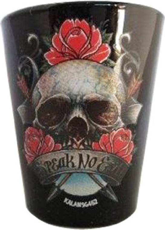 Black Shot glass "Speak No Evil" 2 oz