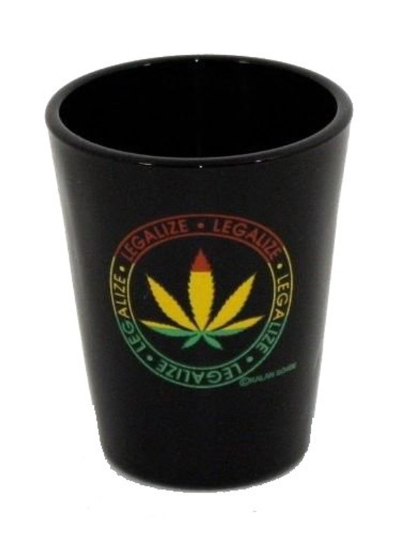 Black Shot glass "Legalize Leaf (Symbol)" 2 oz