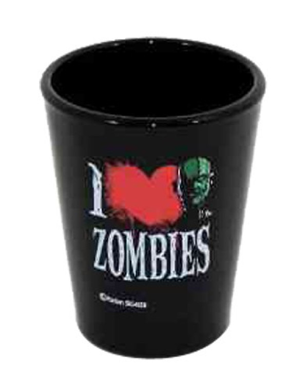 Black Shot glass "I love Zombies" 2 oz