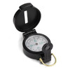 Lensatic Compass. Featuring a sturdy plastic case, the liquid-filled compass offers fast readability, a jeweled pivot, and luminous letters. It also features a brass loop for hanging from a backpack or jacket.