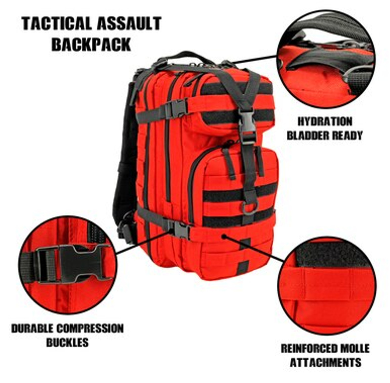 yoson.k Military BackpackTactical for Men with Detachable Modular Backpack  Black Army Assault Pack with Velcro Patches Molle Bag