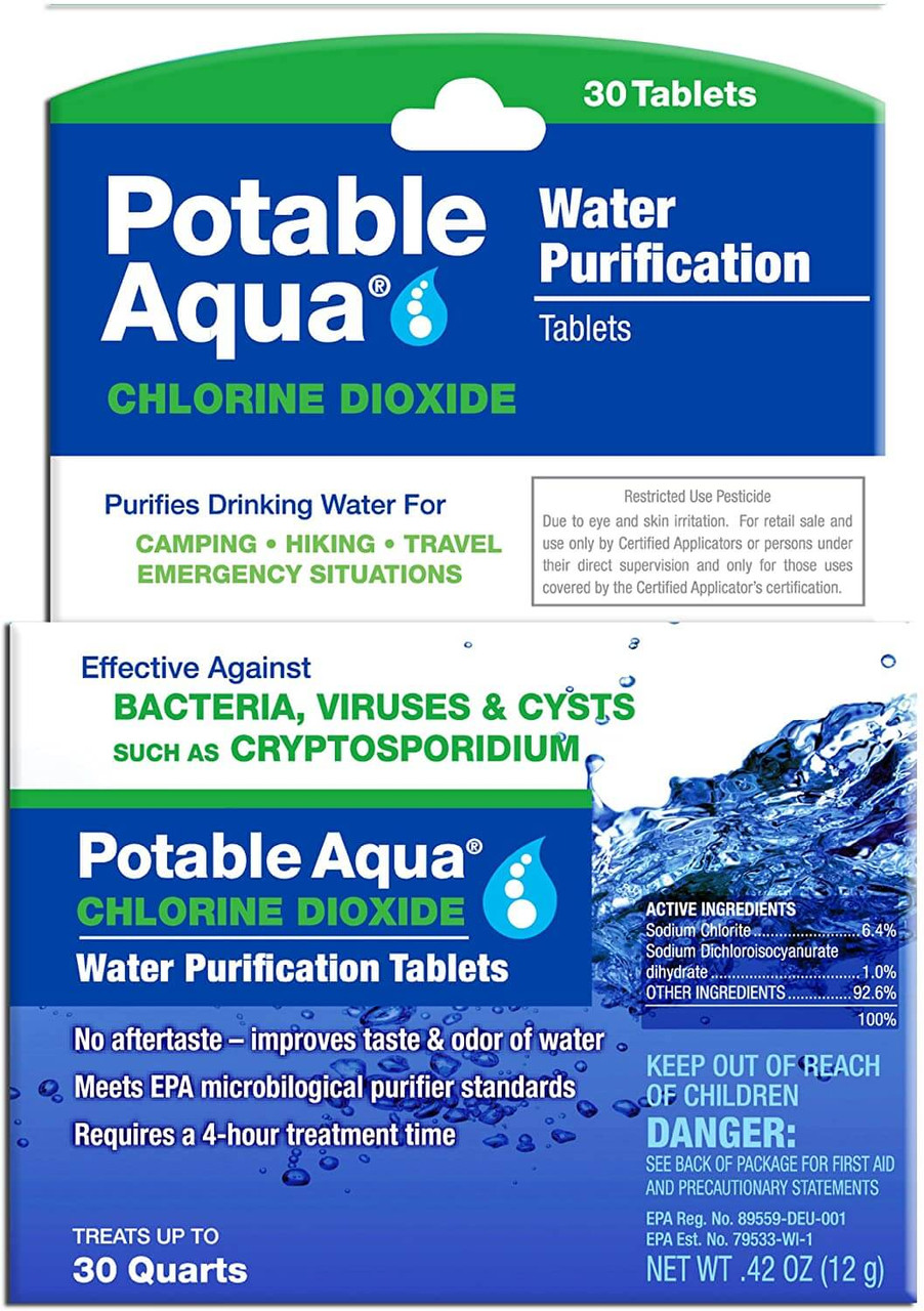 Potable Aqua Emergency Water Purification Tablets - Military Grade Iodine, 200 Count