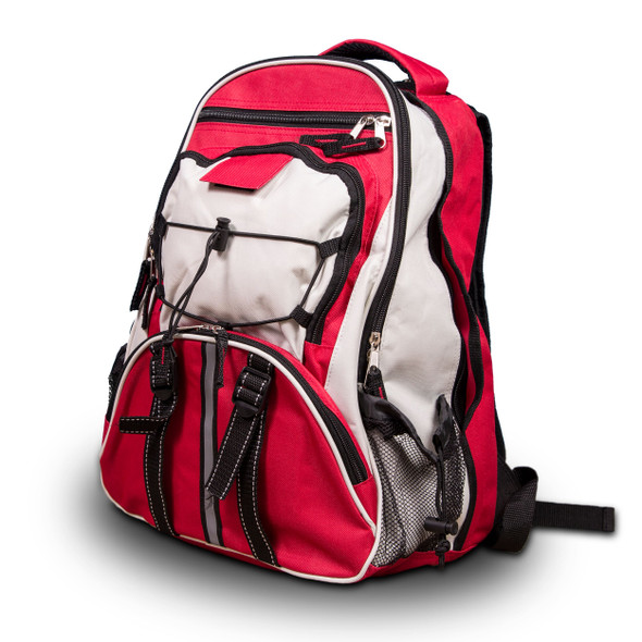 The Red 64 Piece Survival Backpack provides you with everything from first aid necessities to waterproof matches. It even includes 32 servings of entree options to keep you replenished and energized for the days ahead and a portable stove to simplify reconstitution.