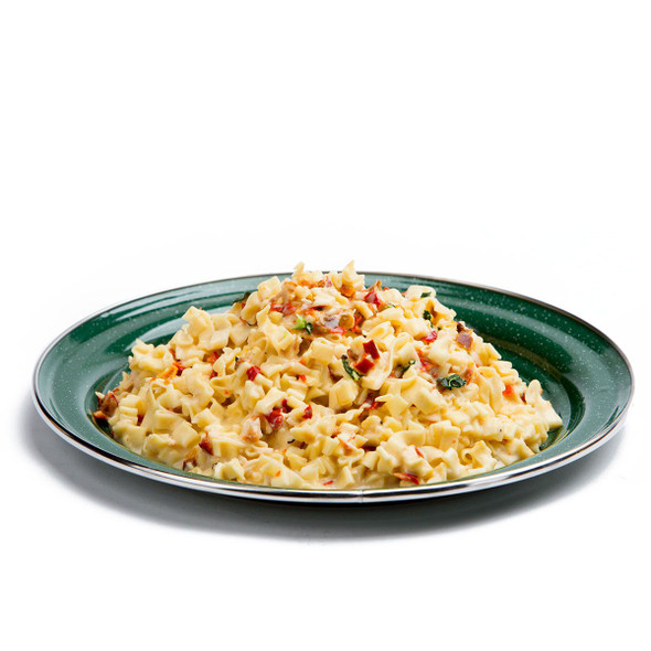 A classic Italian favorite. Our version combines a rich and creamy Alfredo sauce tossed with roasted red peppers,all-natural chicken and imported Belgian egg noodle pasta. A best seller for over ten years! Bring along a bit of white wine for a truly gourmet meal. Best By Date on packaging is 10 years from manufacturing date.