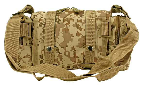 The Military Detachment Pack is a convenient size for all sorts of gear, this pouch fits on your MOLLE compatible tactical vest, chest rig, gear bag or other equipment. Two main compartments and two side compartments combine for maximum storage capability. Rugged 600-denier polyester is lined with PVC for rip-free, water-resistant performance.