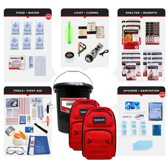 Bucket Survival Kit for 10 People Bucket Survival Kit for 10 People