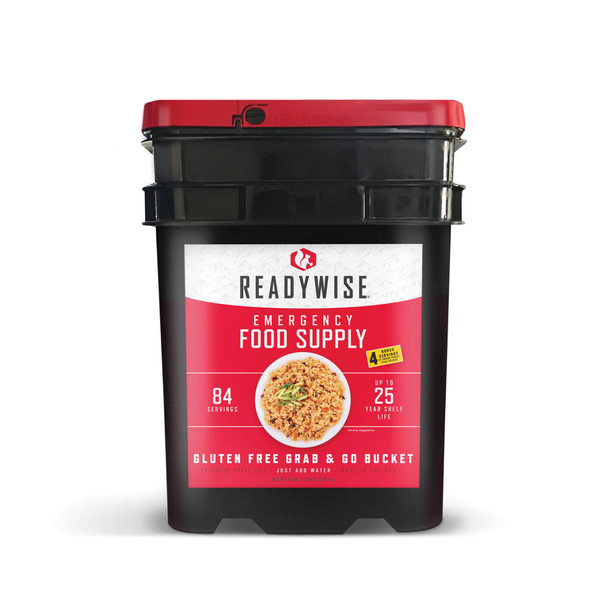 Our 84 serving gluten free grab & go bucket is a perfect addition to any food supply. Whether you're affected by a snow storm, hurricane or other weather emergency, it's wise to be prepared.