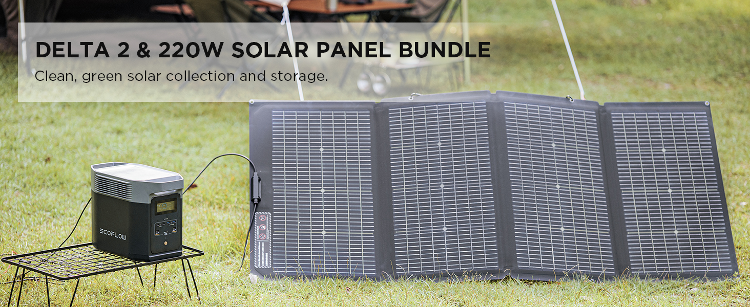 EcoFlow DELTA 2 + 220W Portable Solar Panel Bundle