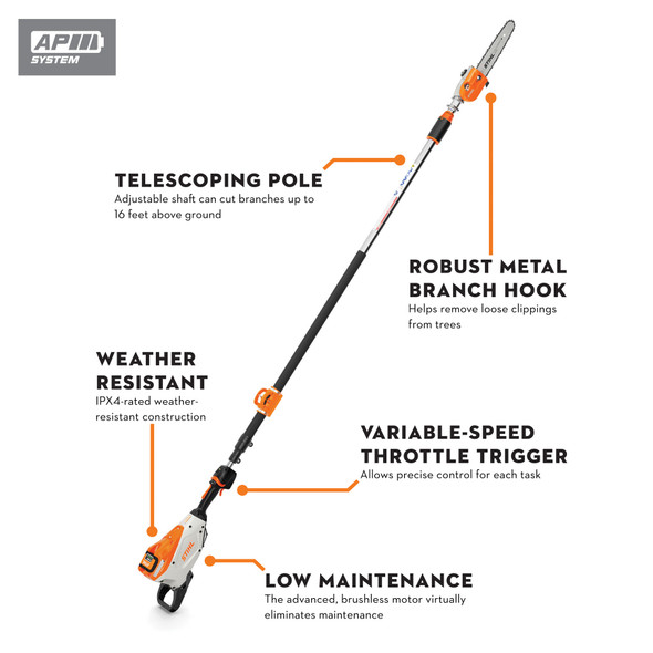 Stihl HTA135 Lithium Ion Extended Reach Pole Pruner - Unit Only
