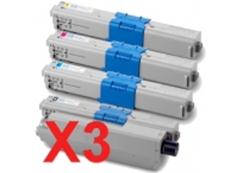 Compatible  OKI  C510, C530, MC561  Toner Cartridges Set BK/C/M/Y x 3 Pack Bundles