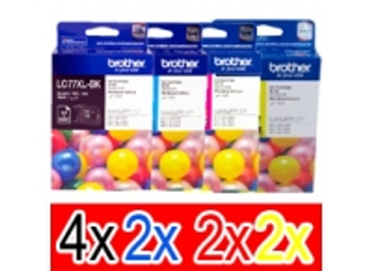 Genuine Brother LC77XL High Yield Ink Cartridges x 10Pack  (4BK/2C/2M/2Y)