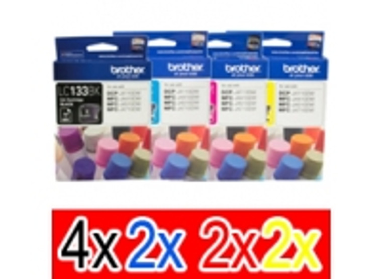 Genuine Brother LC133 Ink Cartridges x 10Pack (4BK/2C/2M/2Y)