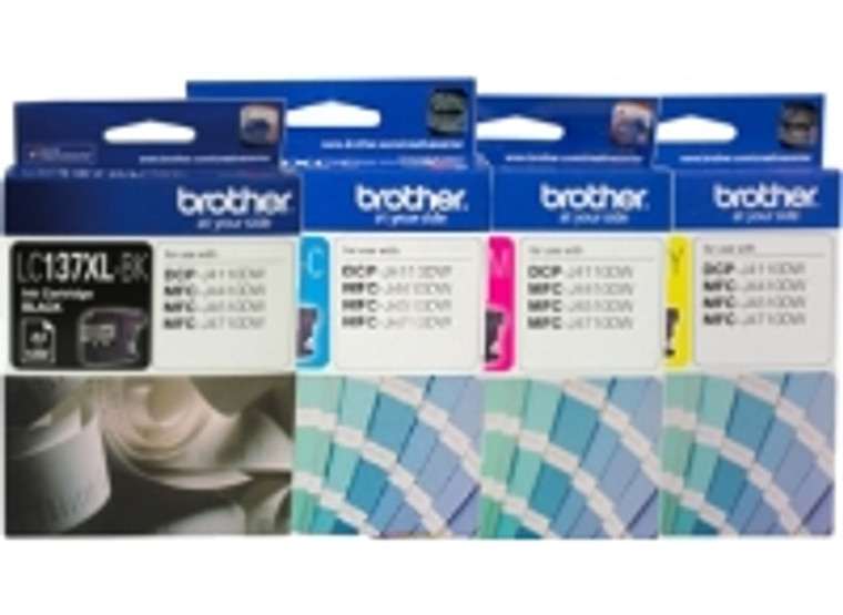 Genuine Brother LC137XL BK, LC135XL C/M/Y  Set of 4 colour High Yield Ink Cartridges