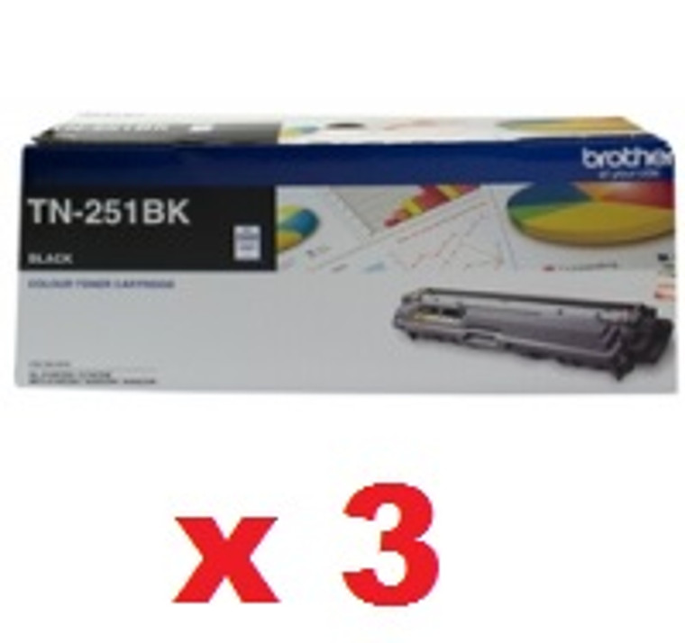 Genuine Brother TN251BK Toner Cartridge Black [2.5k] 3Pack Bundle