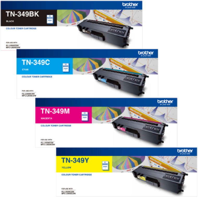 Genuine Brother TN-349 BK/C/M/Y Toner Cartridge Set