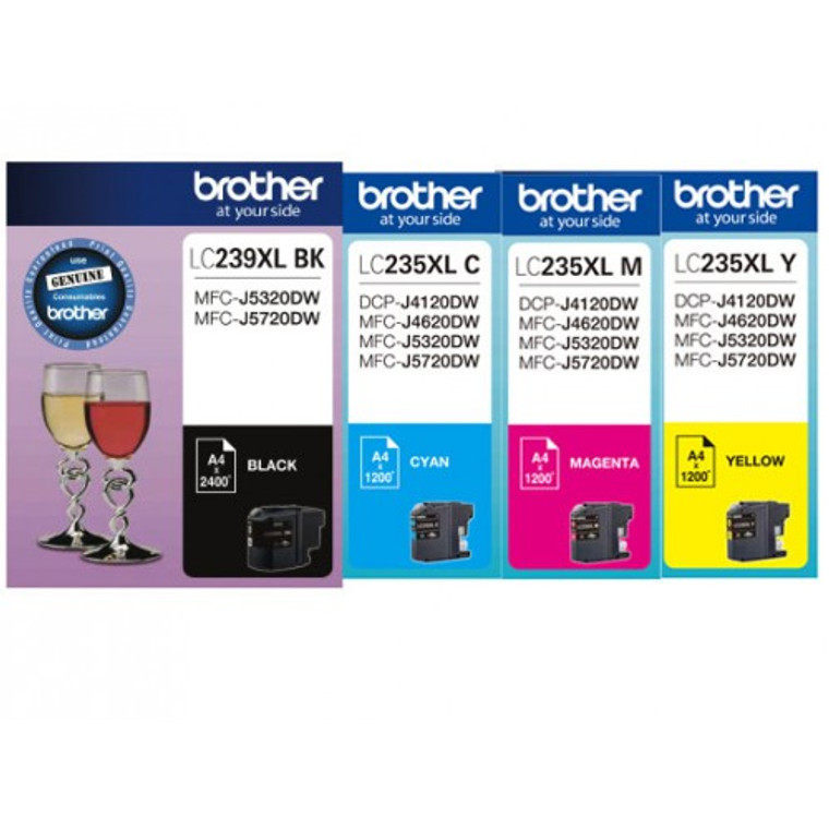 Genuine Brother LC239XLBK, LC235XLC/M/Y  Set of 4 Colour Ink Cartridges Value Pack