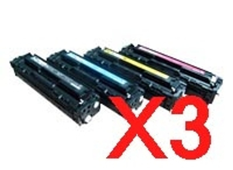 Compatible HP CE320A/1A/2A/3A Set of 4 Colour Toner Cartridges x 3 Pack Bundles