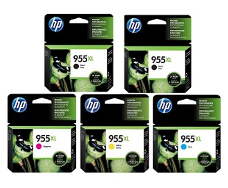 Genuine HP 955XL Set of 5 Pack Colour Cartridges (Extra Large Capacity)
