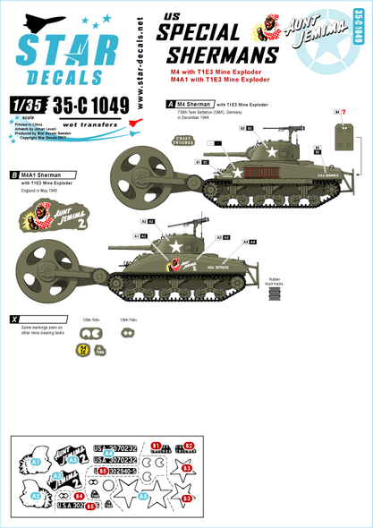 US Special Shermans # 1. Aunt Jemima and other mine exploder tanks.