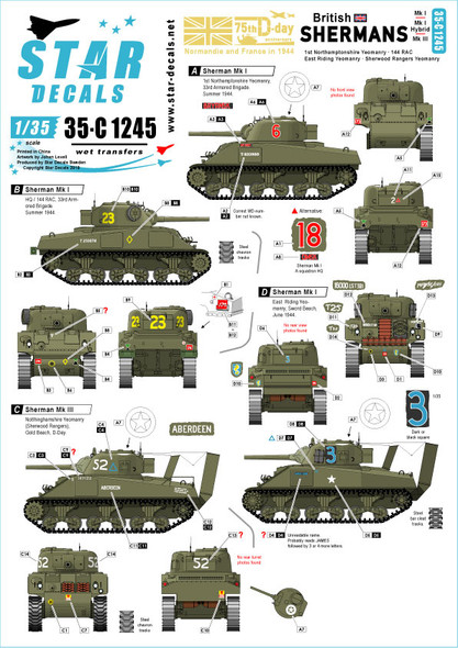 British Shermans. 75th D-Day Special. Sherman Mk I / Mk I Hybrid / Mk III.