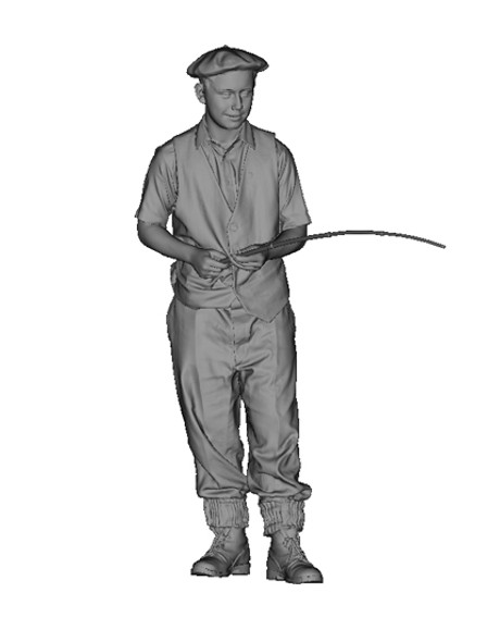 WW2 young civilian boy fishing