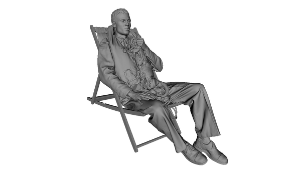RAF fighter pilot laying in deck-chair